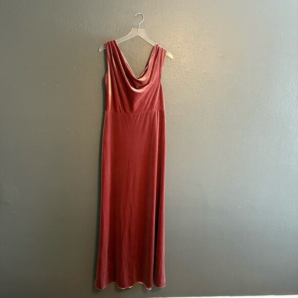 Jenny Yoo Jordan Velvet Off-Shoulder Dress in English Rose Size 16 - Picture 2 of 6